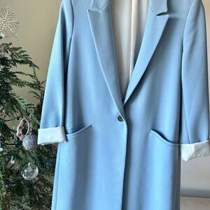 Zara Sky Blue Long Blazer